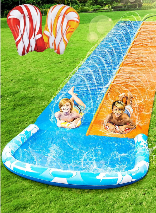 Joyfy Water Slide With Sprinkler And Bodyboards For Kids