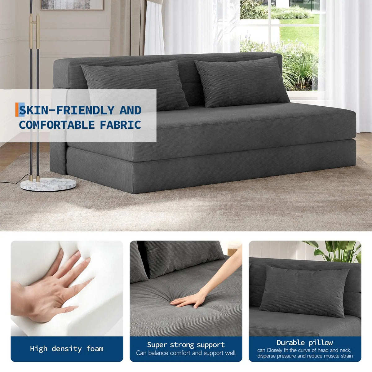 HobbyLane Four In One Folding Sofa Bed Convertible Couch