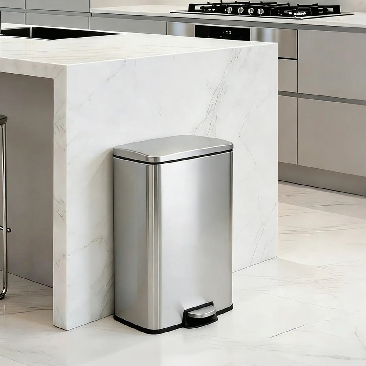 HiMISS Fingerprint Proof Pedal Trash Bin Stainless Steel