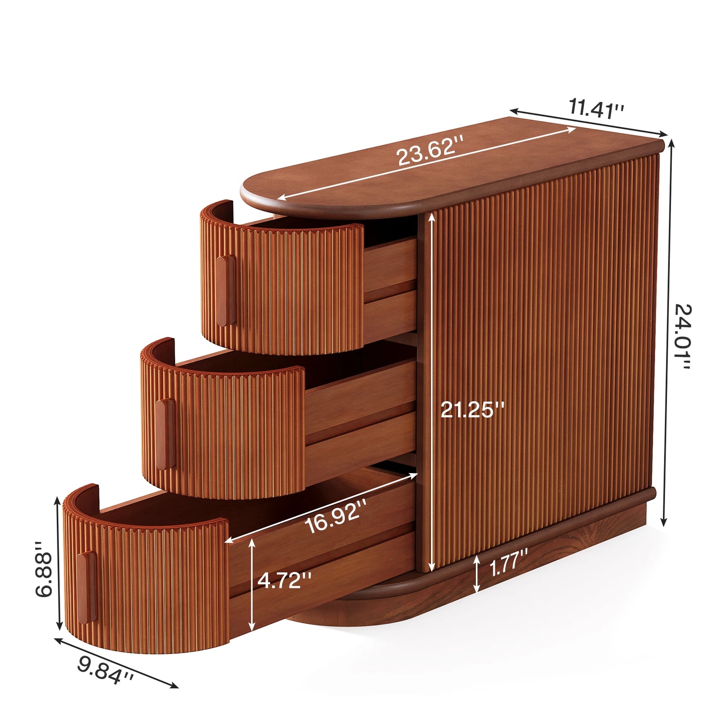 Tribesigns Solid Wood End Table 3 Drawer Modern Sofa