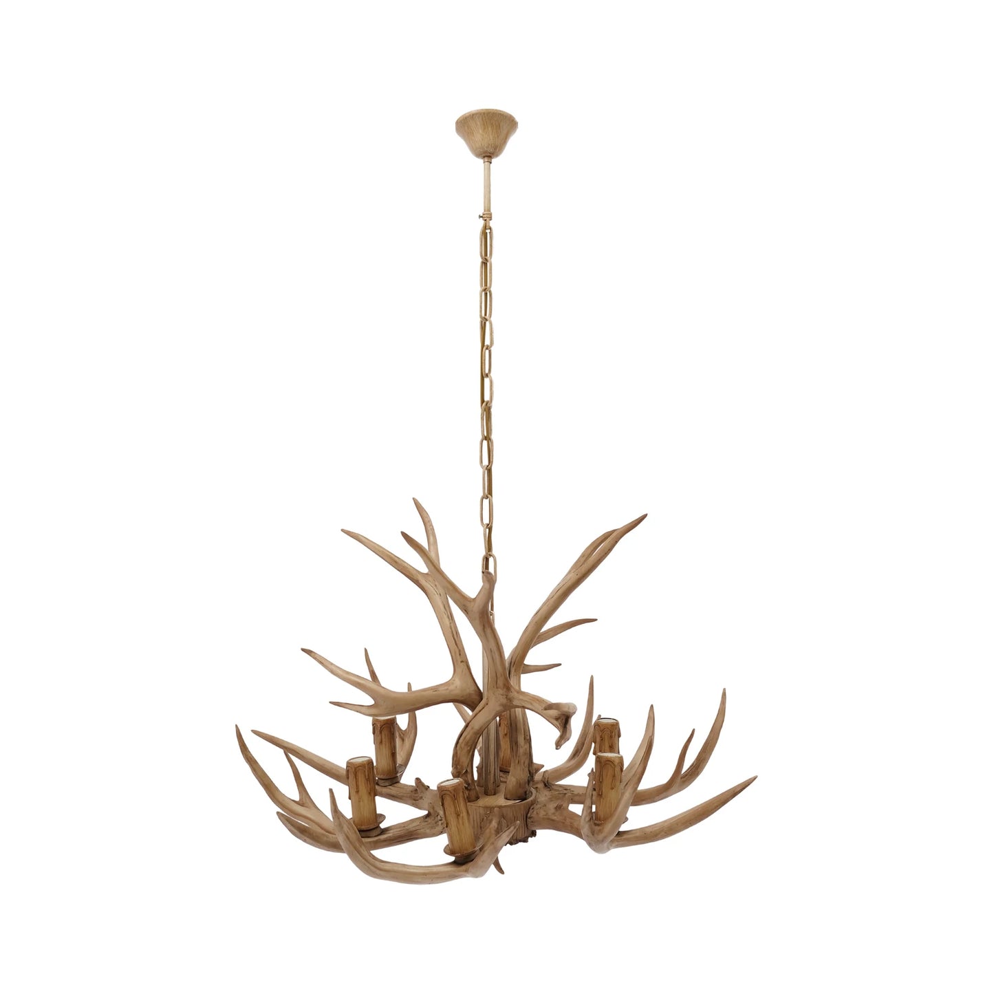 Retro Resin Deer Antler Six Light Pendant Ceiling Lamp