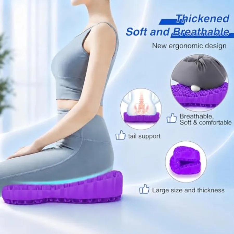 Thick Gel Cooling Office Chair Seat Cushion With Ergonomic Relief