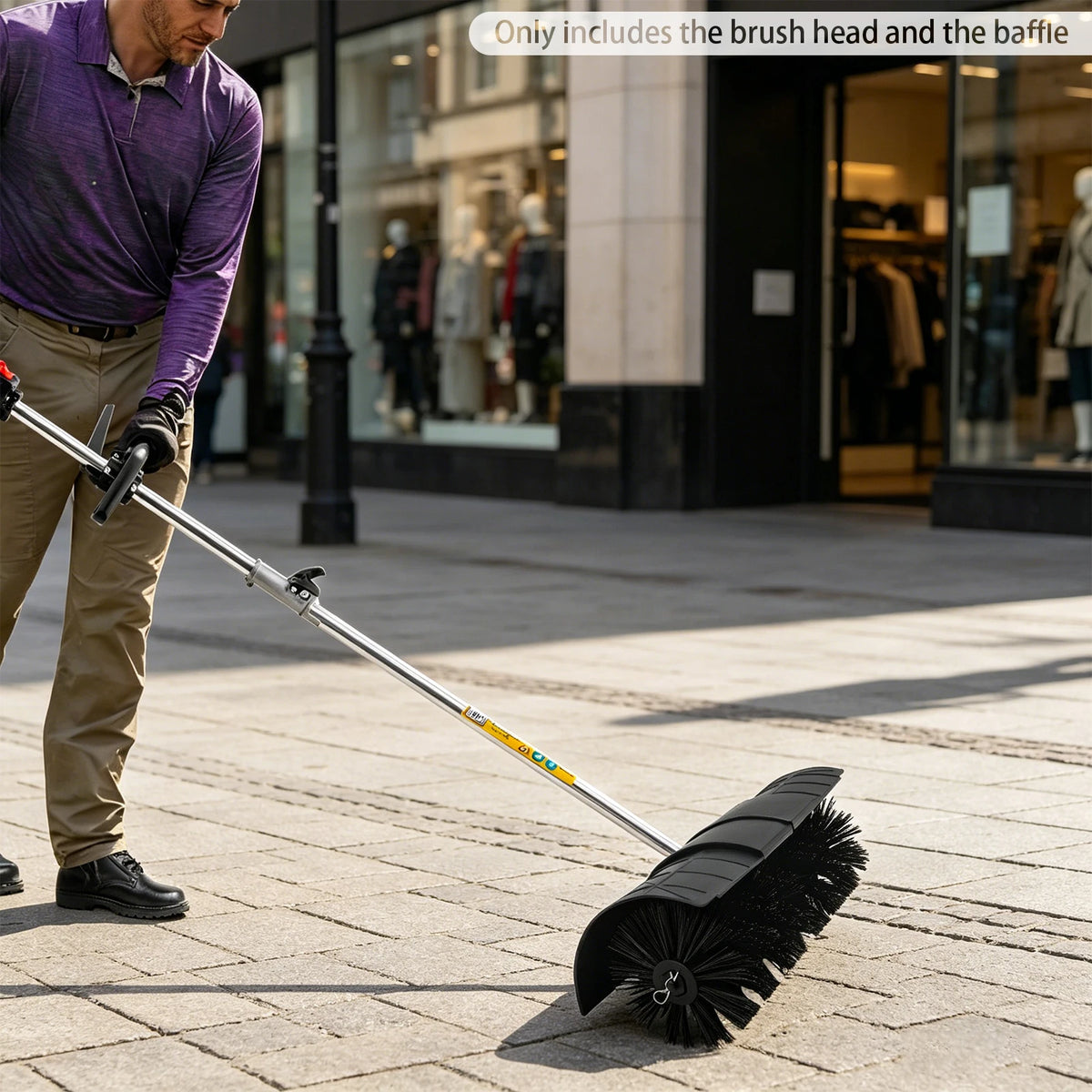Manual Power Broom Brush Head With Debris Baffle for Sweeping