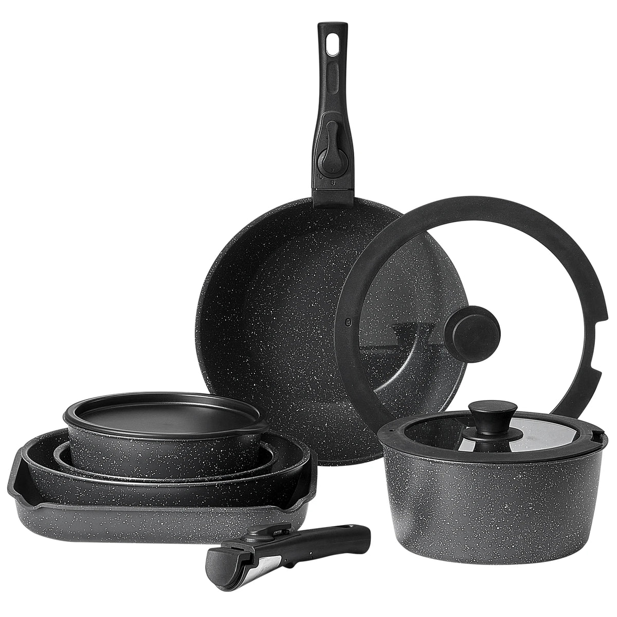 SucceBuy Nonstick Granite Pots And Pans Cookware Set