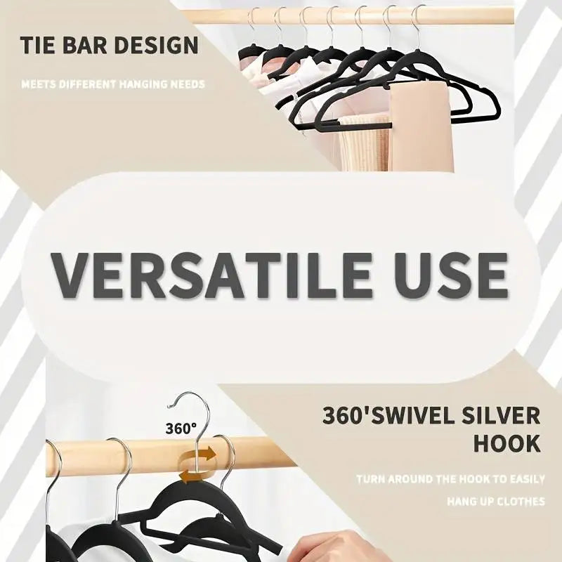 Premium Flocked Velvet Clothing Hangers With Rotating Hooks