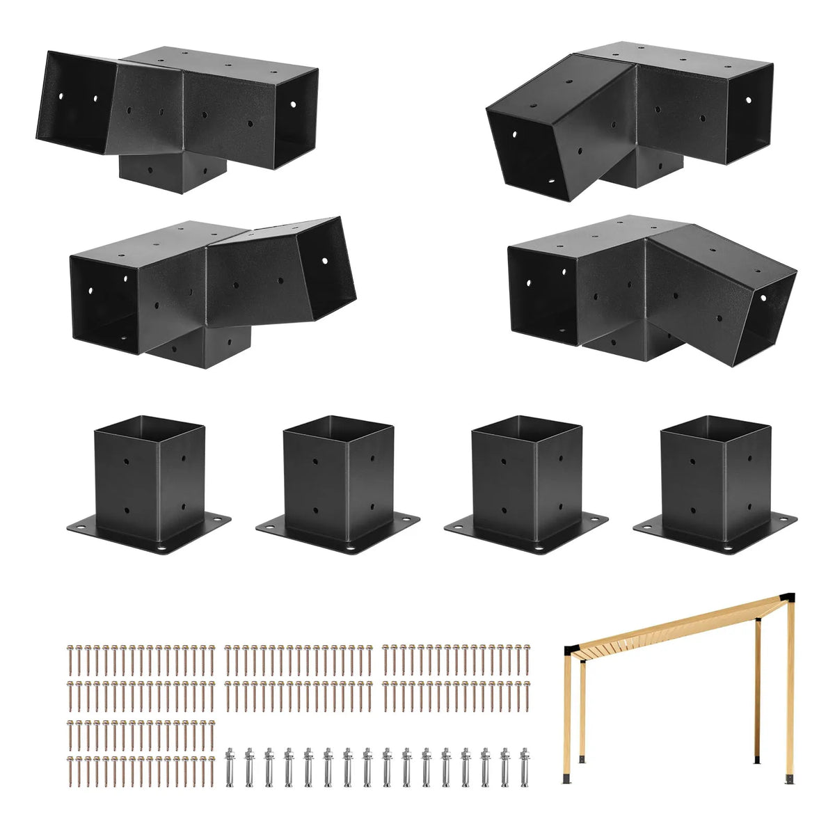 SucceBuy Carbon Steel 3 Way Slanted Pergola Gazebo Bracket