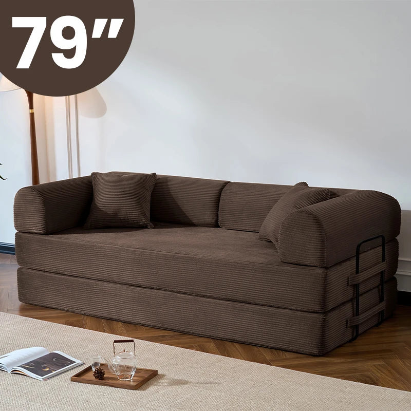 Corduroy Upholstered Convertible Sofa Bed Loveseat Sleeper Living Room