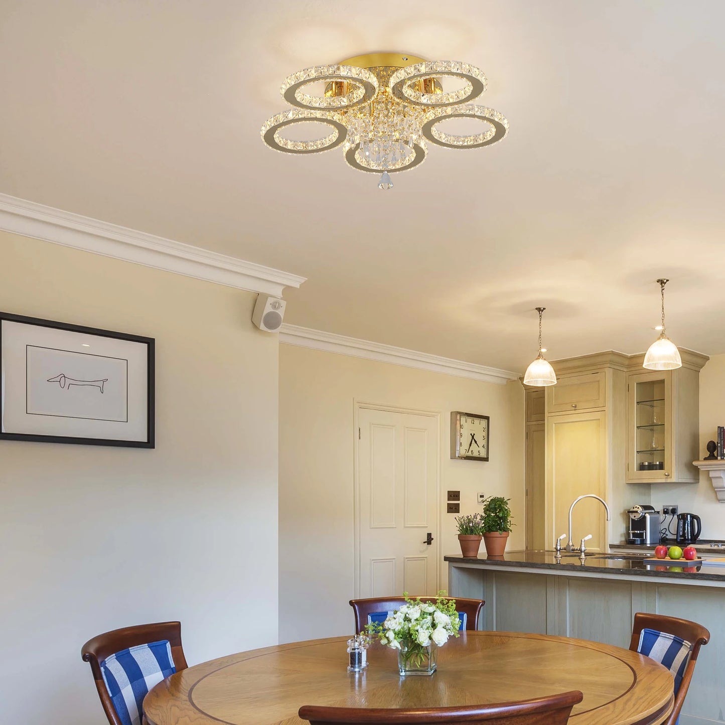 VETRULUS Crystal LED Ceiling Light Chandelier for Living Room Dining