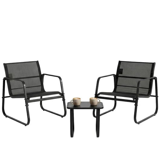 JHK Outdoor Patio Furniture Set Three Piece Table Metal Frame