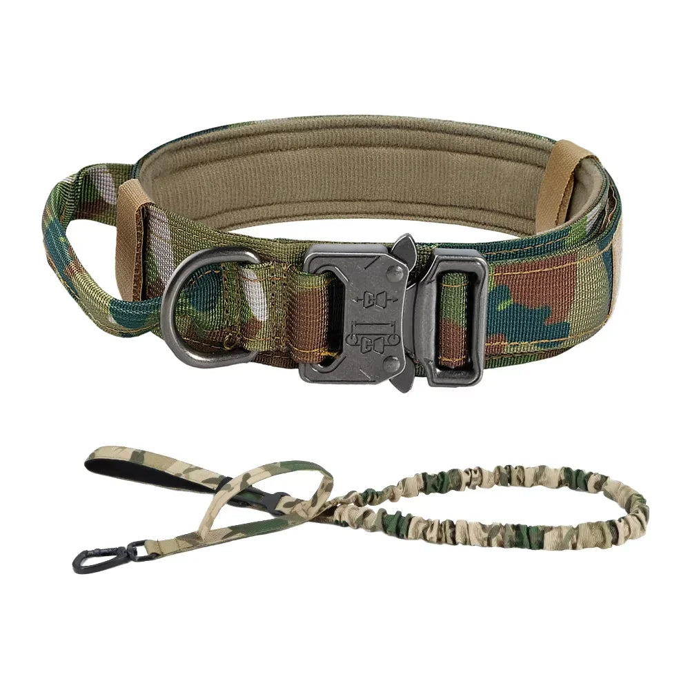 Padded Nylon Tactical Dog Collar Leash Set With Quick Release