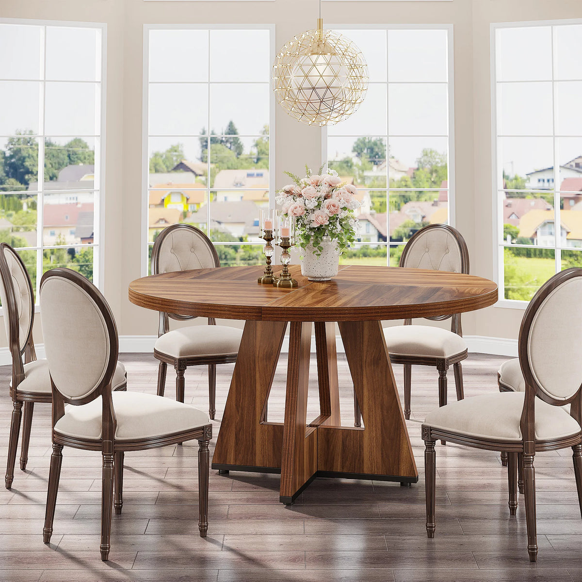 Tribesigns Round Farmhouse Dining Table For Modern Kitchen