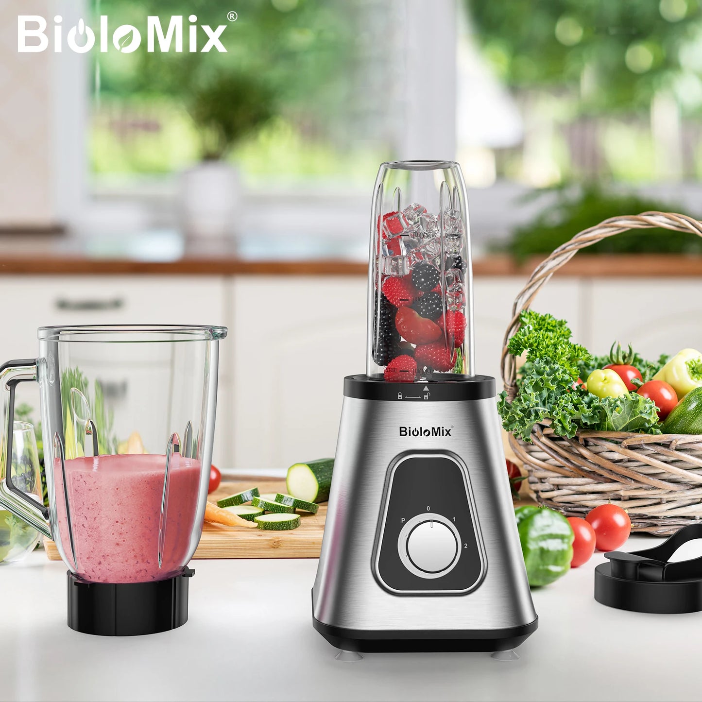 Biolomix 1300W Smoothie Maker With Glass Jar For Frozen Drinks