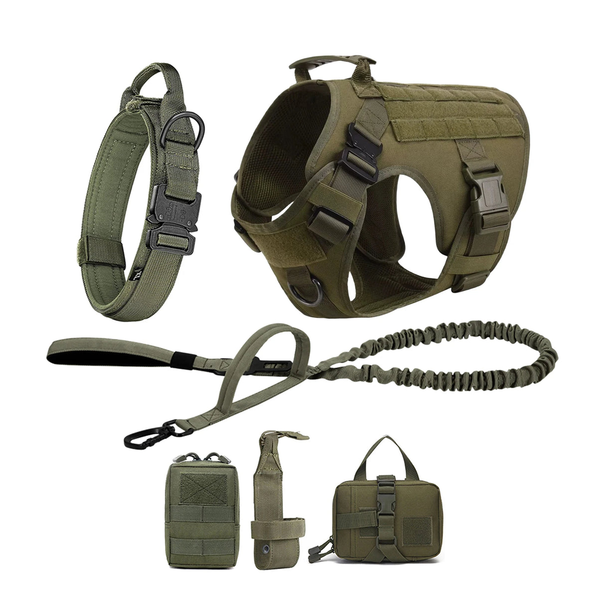 Tactical Nylon Dog Harness With Molle Pockets And Quick Release