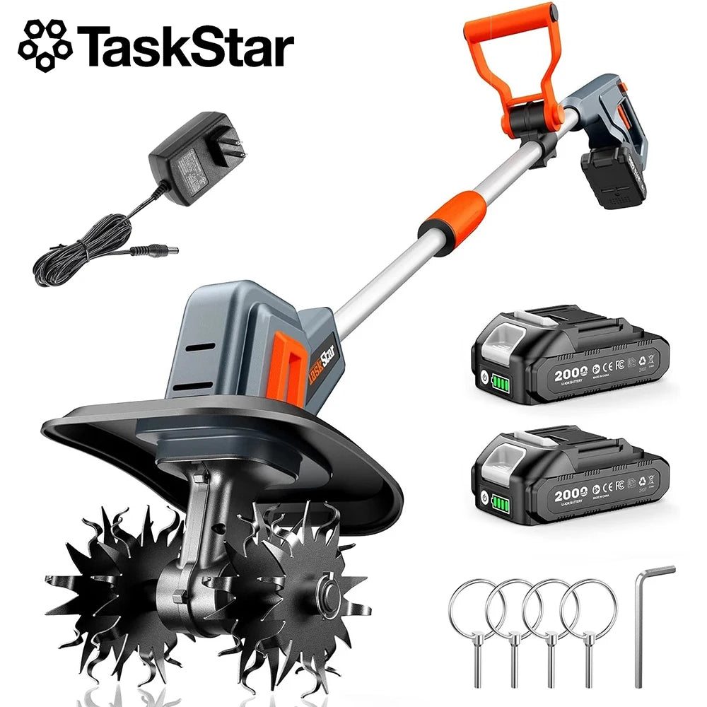 TaskStar Cordless Garden Tiller Cultivator for Makita 18V Batteries