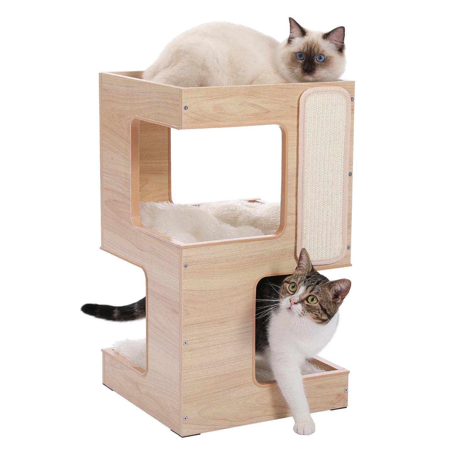 PAWZ Road Wood Cat Condo House Bed With Removable Soft Mats