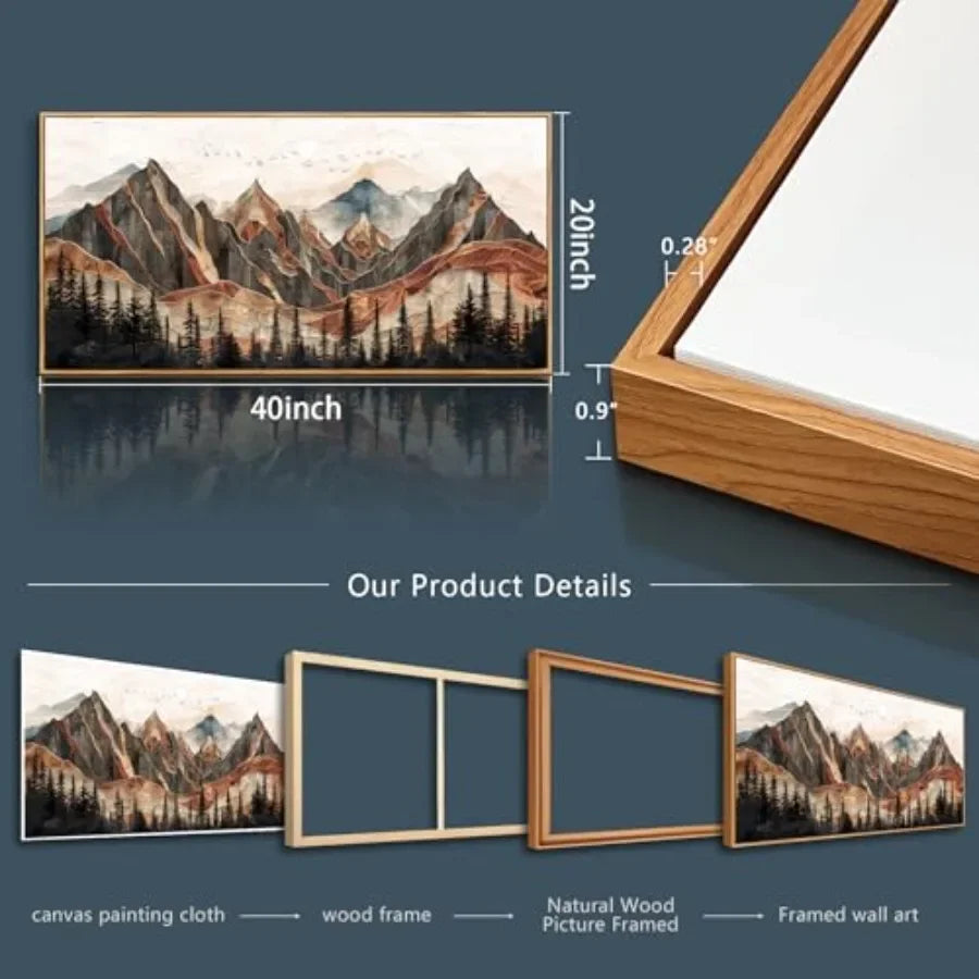 Living Room Mountain Landscape Poster Canvas Wall Art Abstract Forest