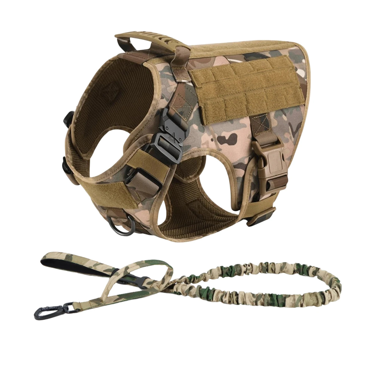 Tactical Nylon Dog Harness With Molle Pockets And Quick Release