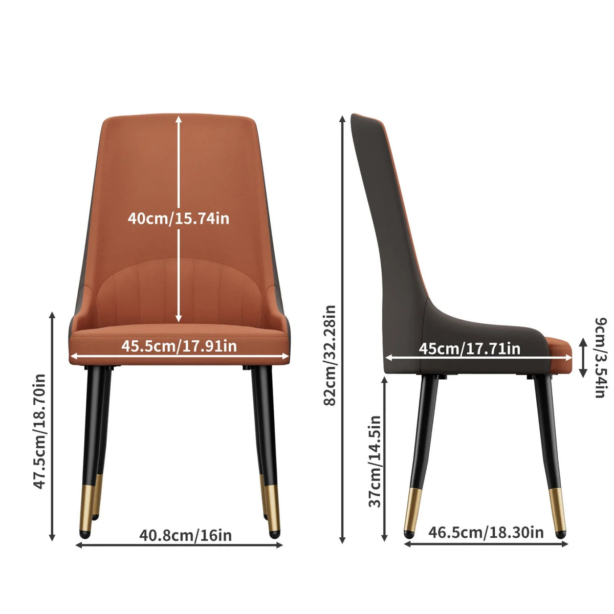 Modern Dining Chairs Set Of Two With Upholstered Cushion Seats