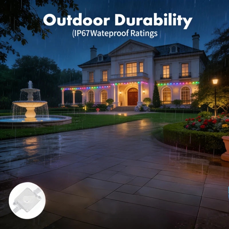 GCTECHING Waterproof Permanent Outdoor LED String Lights for Eaves