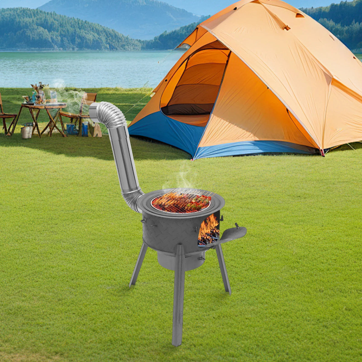 Bymaocar Heavy Duty Wood Burning Outdoor Campfire Cooking Stove