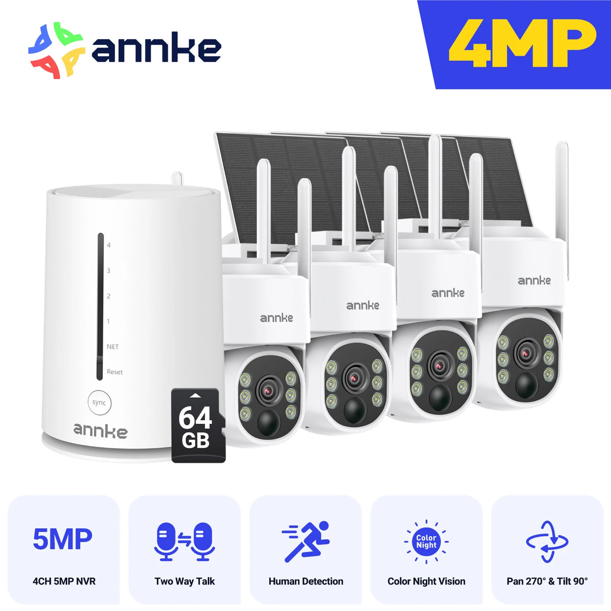 ANNKE 4MP Wireless Battery Security Camera System Auto Tracking