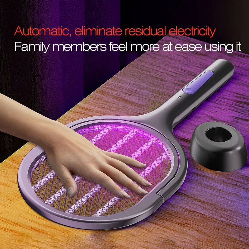 Portable Electric Mosquito Swatter With Integrated Lure Lamp