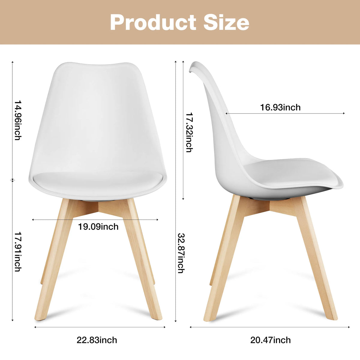 JHK PU Leather Dining Chairs Featuring Solid Wooden Legs