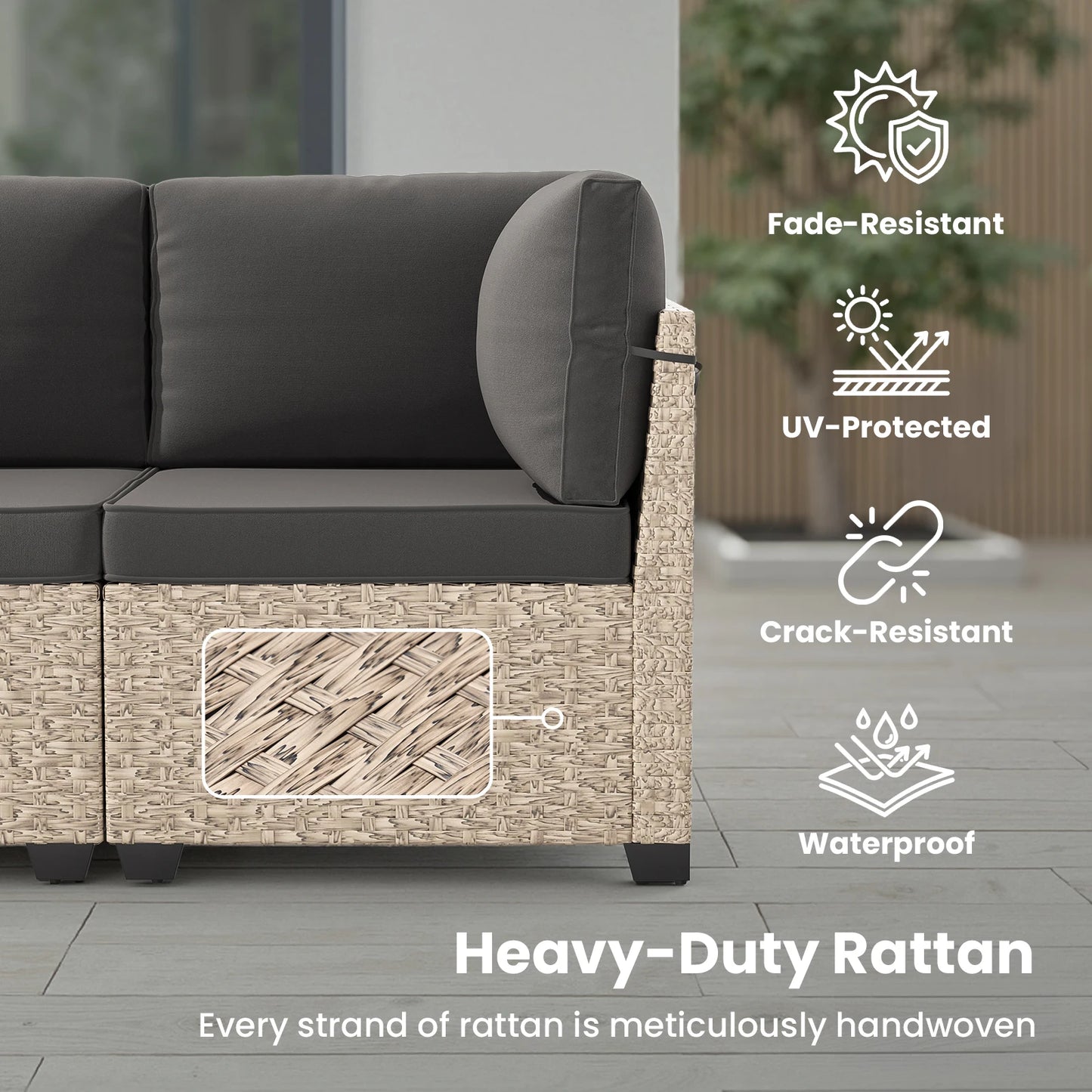 Outdoor 7-Piece Rattan Patio Set With Glass Table All Weather