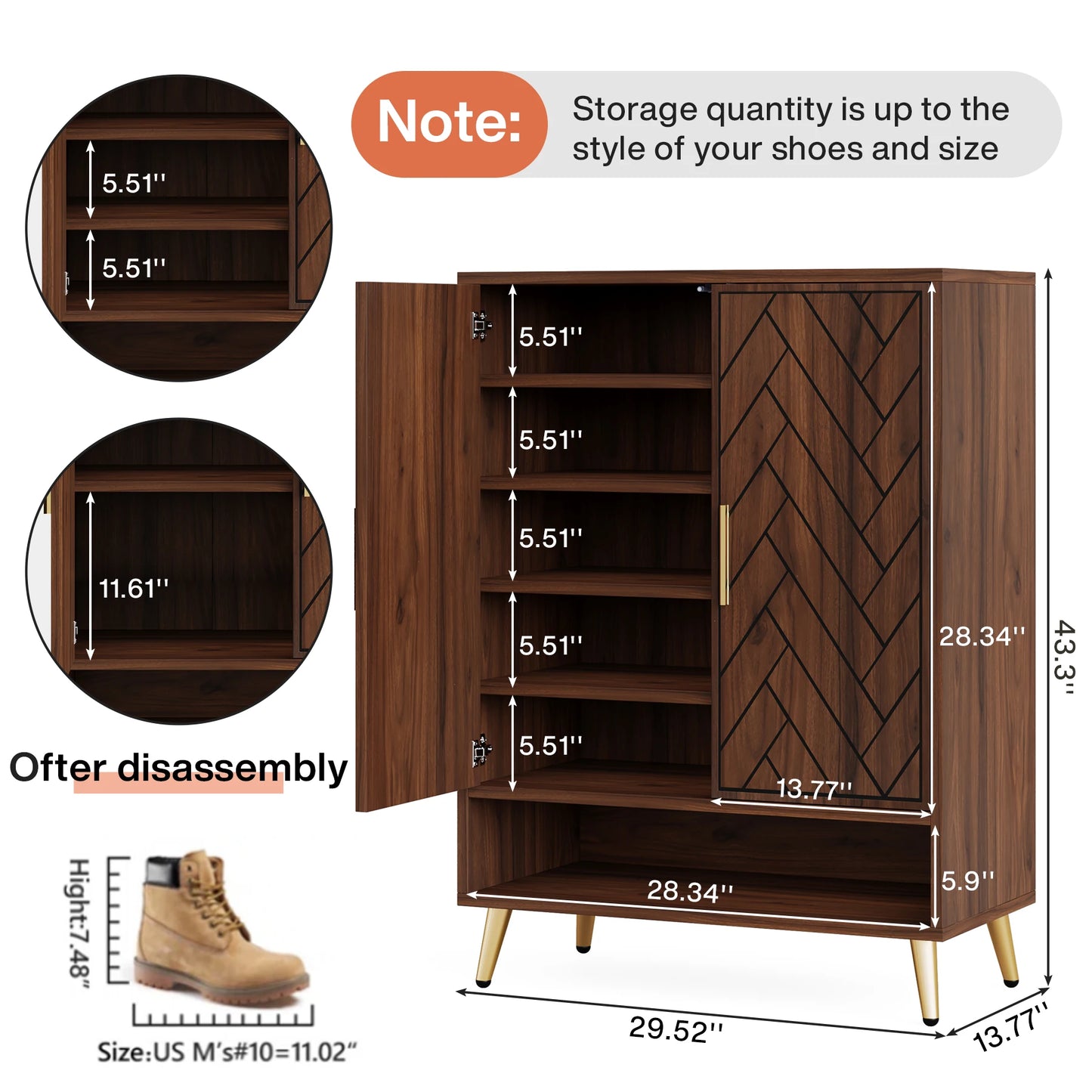 Tribesigns Wooden Shoe Storage Cabinet With Doors For Home Entryway