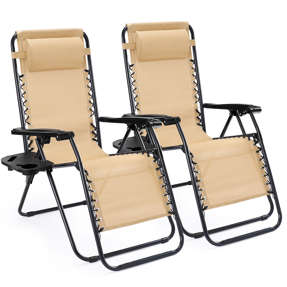 JHK Zero Gravity Folding Recliner Chairs With Cup Holder Trays