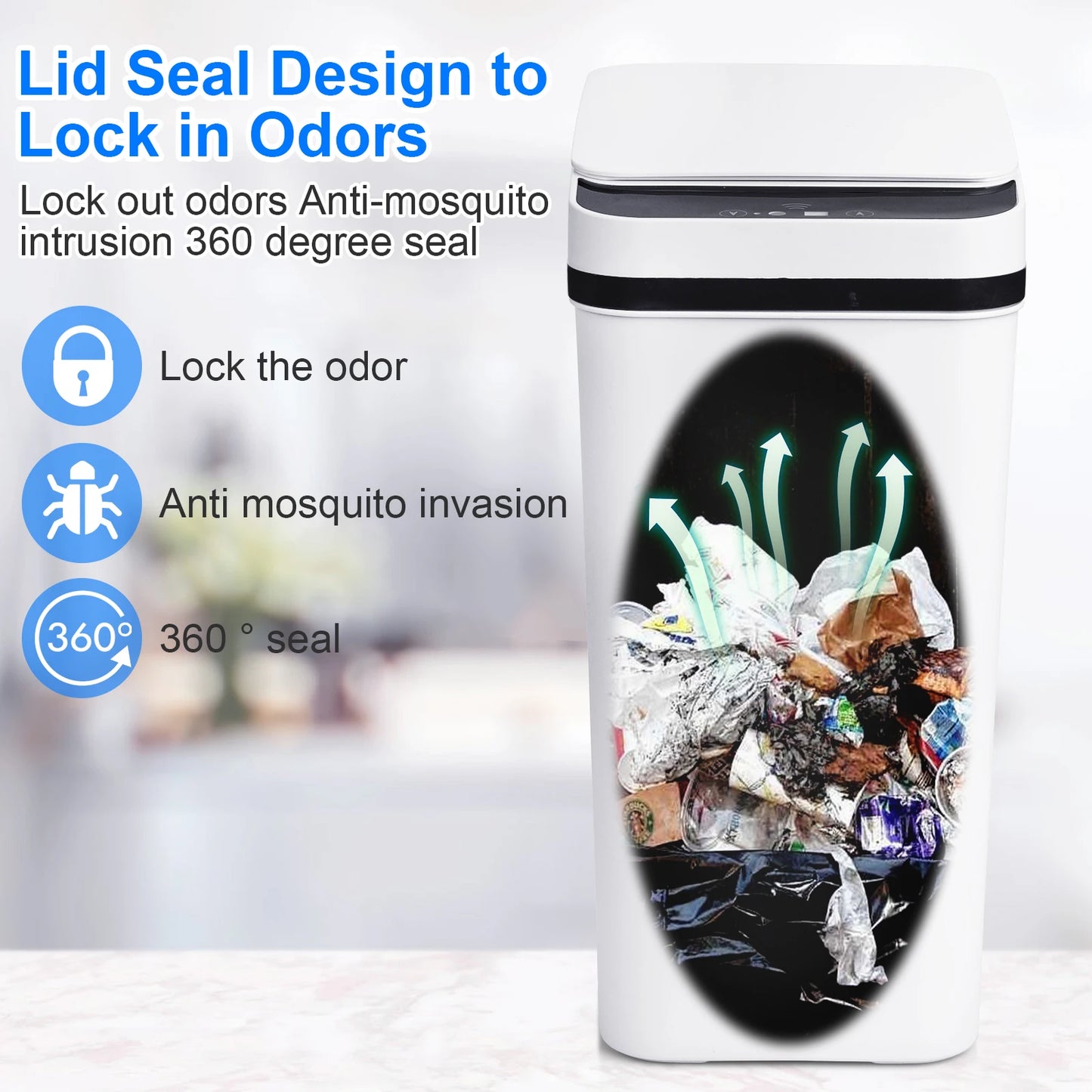Dual Pack Touchless Motion Sensor Trash Can With Lid For Bathroom Kitchen