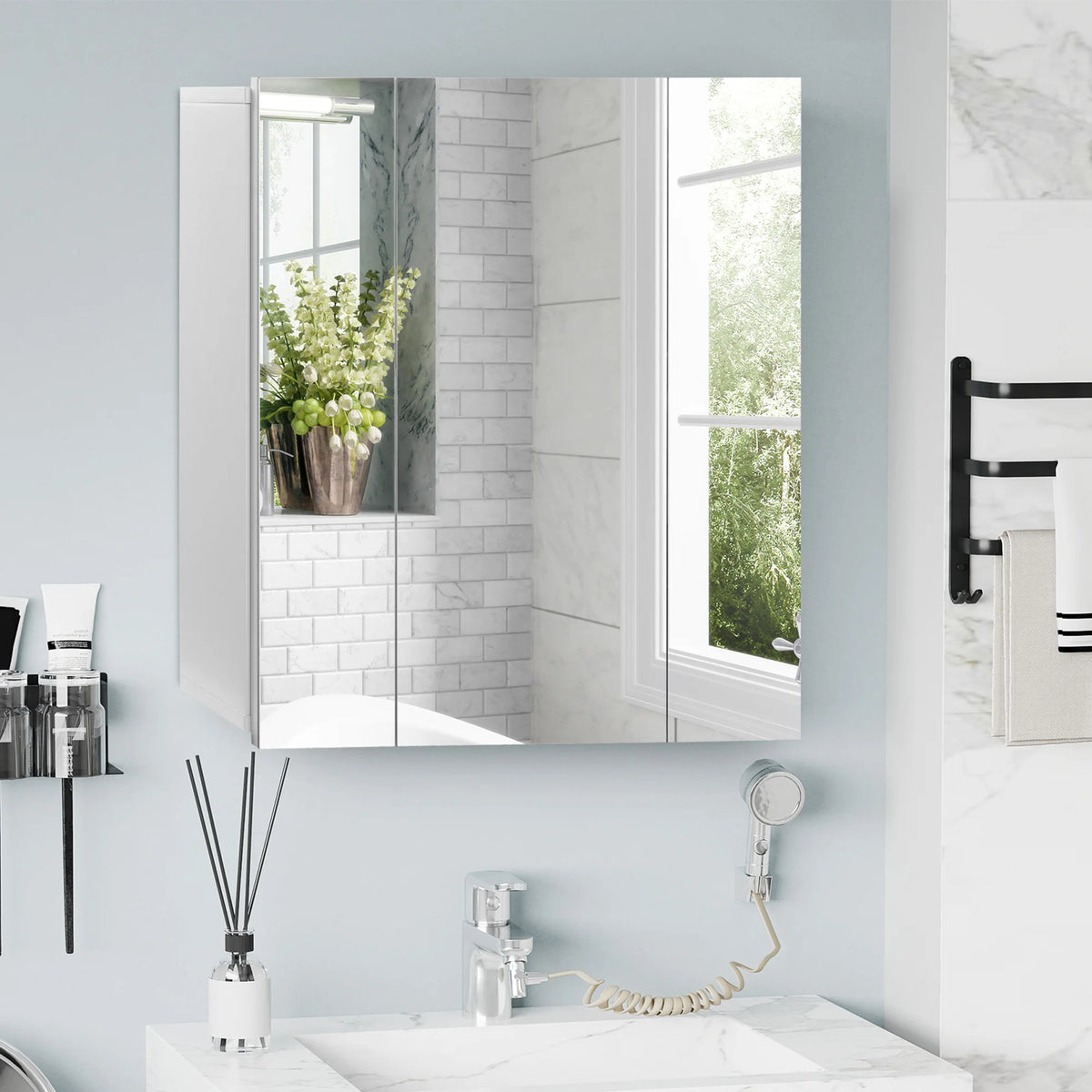Kleankin Bathroom Medicine Cabinet With Mirror And Adjustable Shelves
