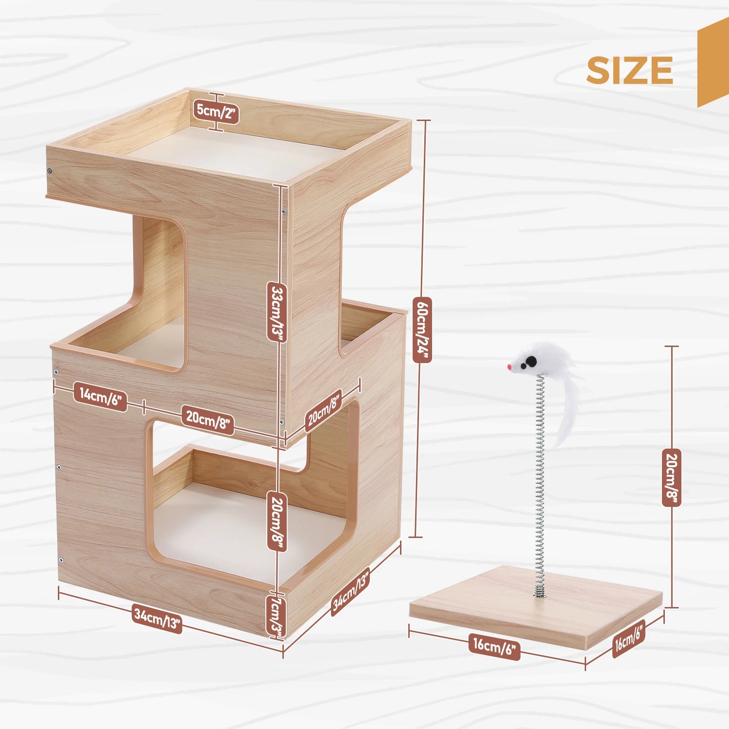 PAWZ Road Wood Cat Condo House Bed With Removable Soft Mats