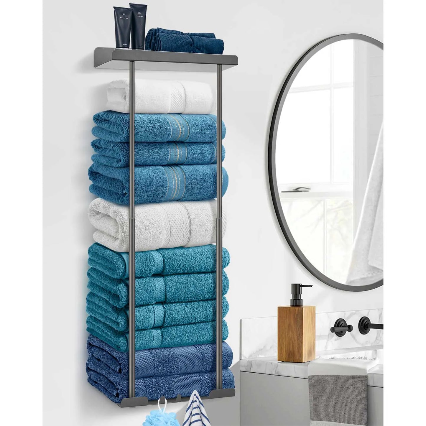 Double Stainless Steel Wall Mounted Bathroom Towel Rack Holder Stand Design