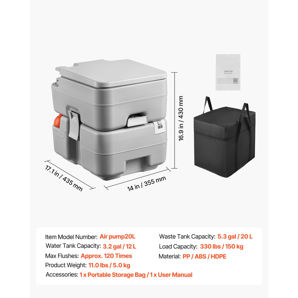 SucceBuy Portable Camping Toilet Detachable Waste Tank And Level Indicator