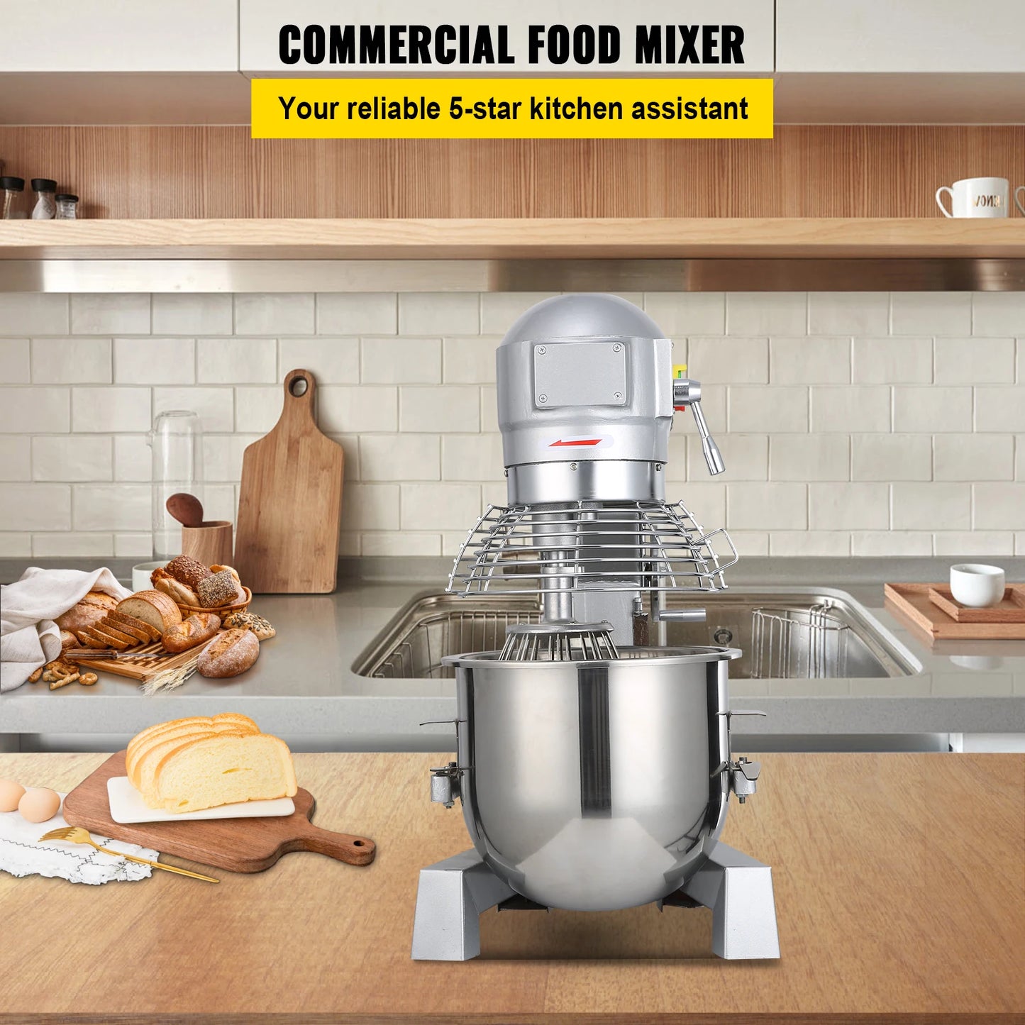 SucceBuy Commercial Food Mixer 450W Heavy Duty Stainless Steel