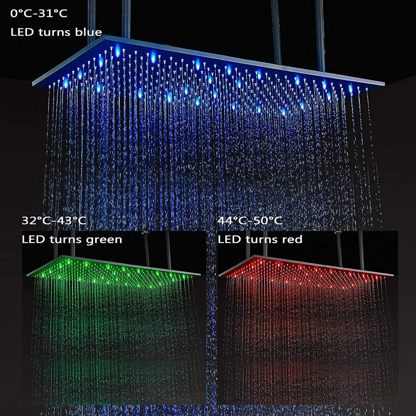 MYQualife LED Rainfall Shower Head Ceiling Mounted