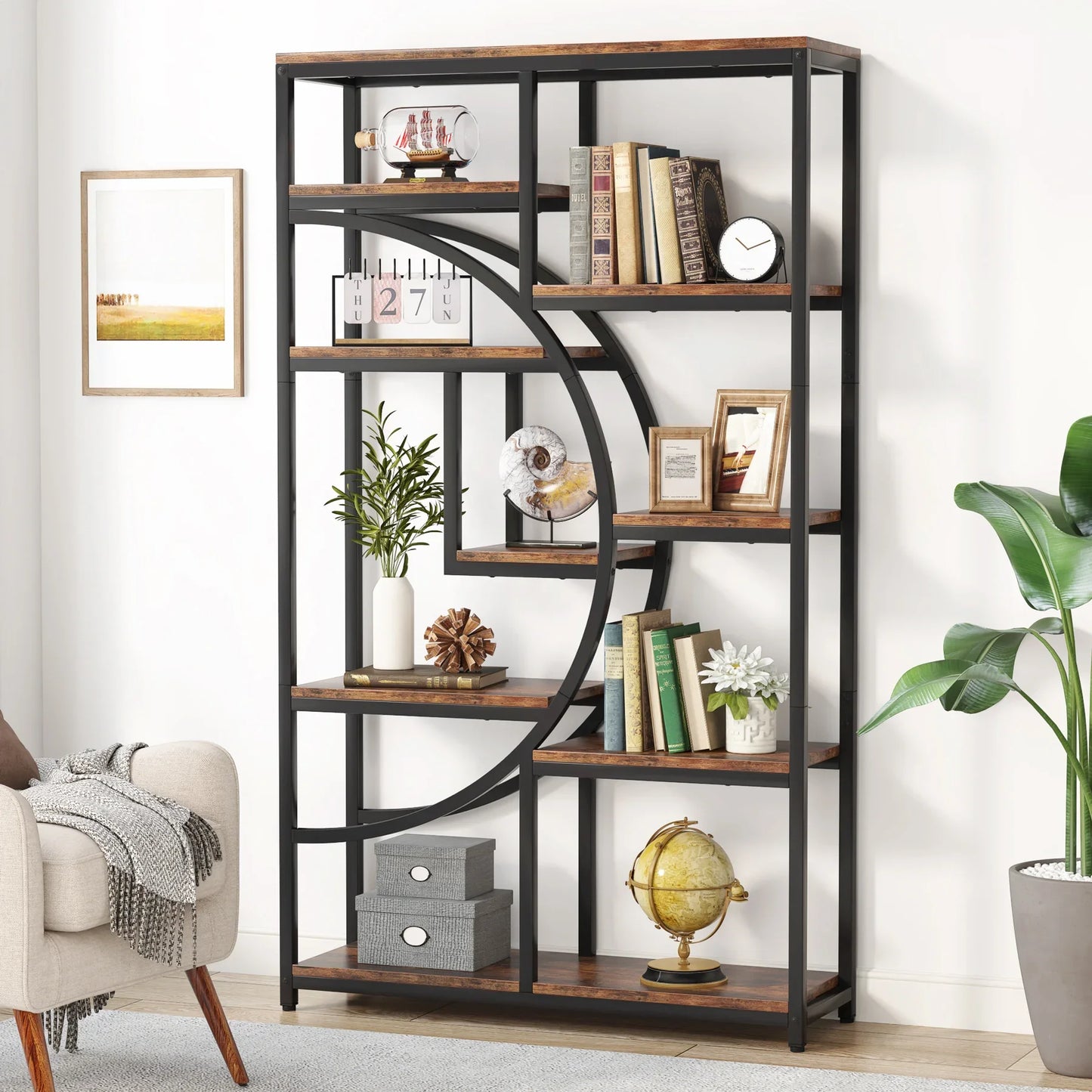 Tribesigns Industrial 5 Tier Etagere Bookshelf Freestanding Organizer