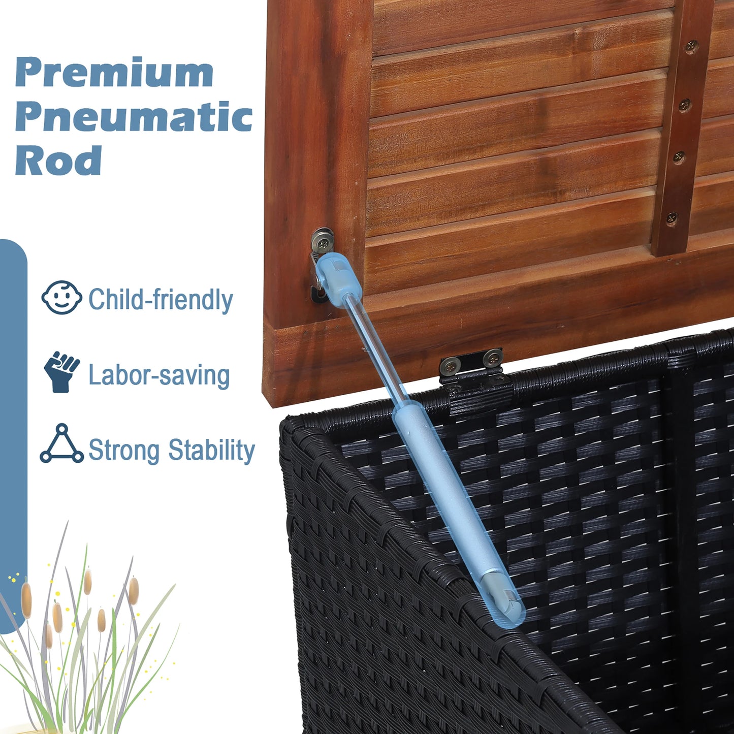 HOMASIS 3-Piece Patio Rattan Furniture Set Cushioned Sofa Storage Table