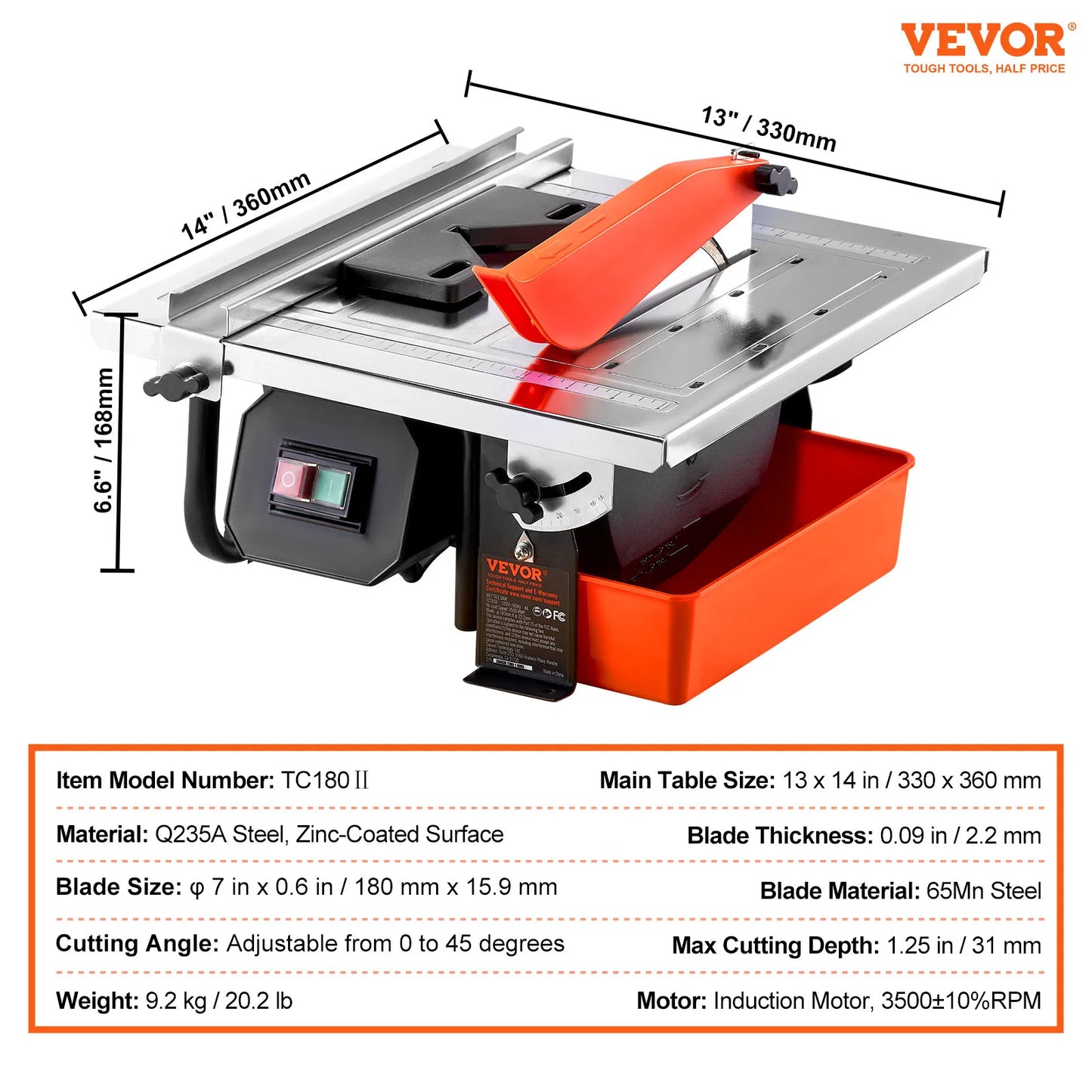 SucceBuy Wet Tile Saw With 65Mn Blade And Induction Motor