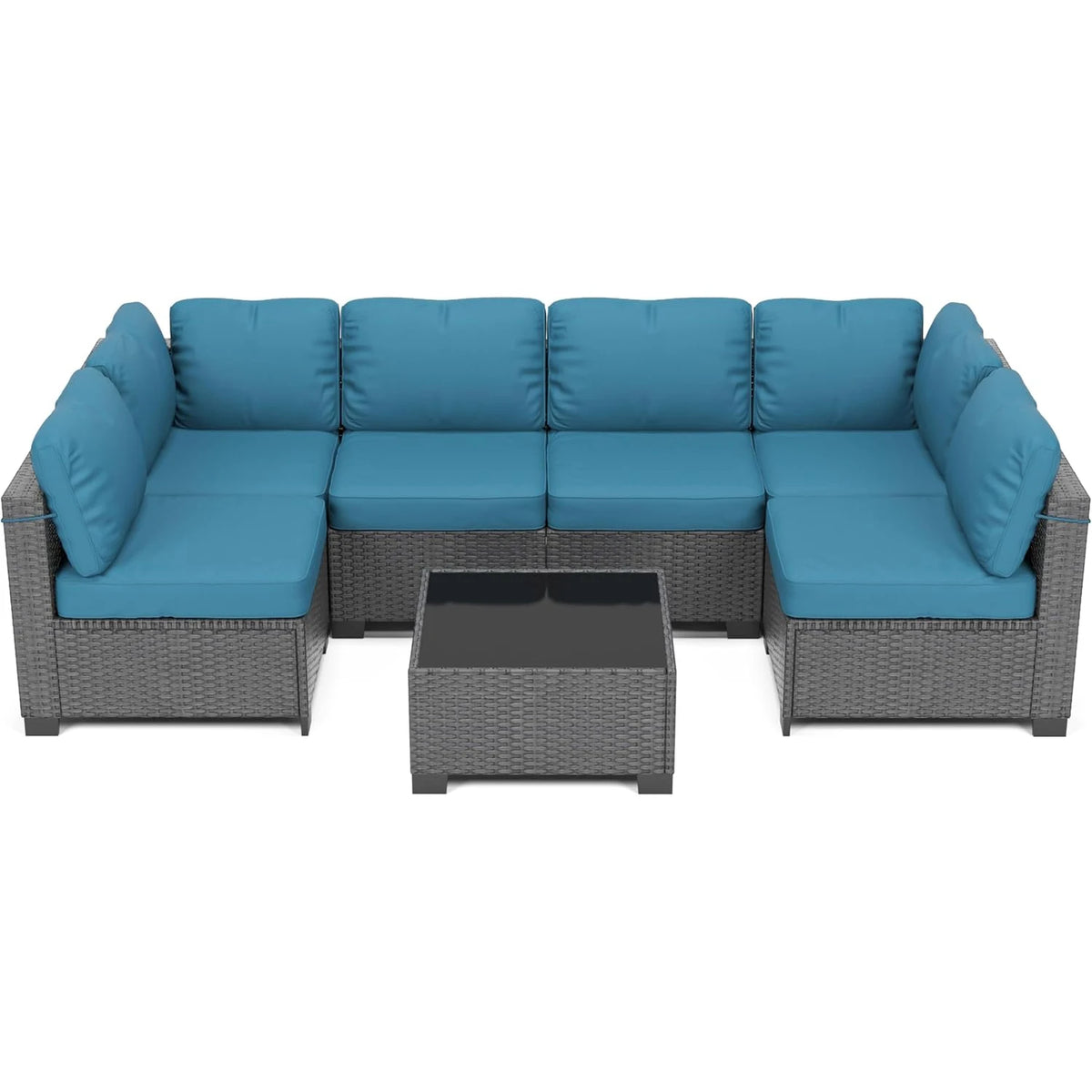 HiMISS Modular PE Rattan Outdoor Sectional Conversation Sofa Set
