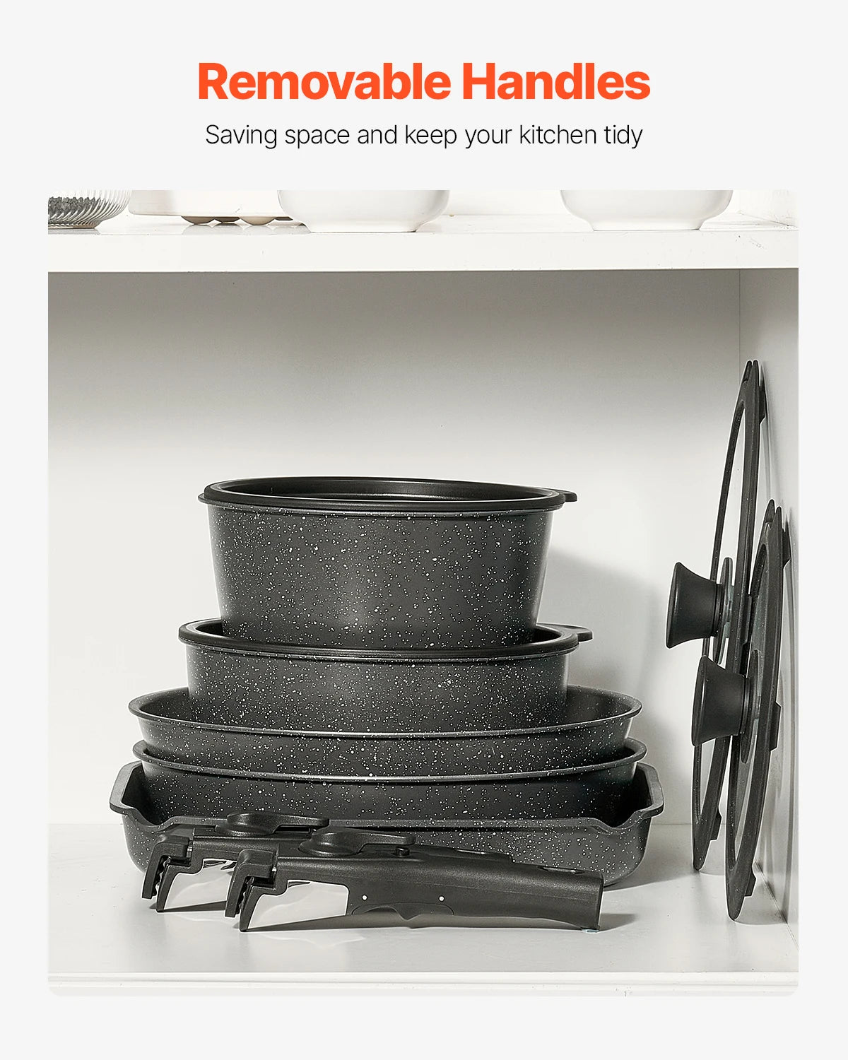 SucceBuy Nonstick Granite Pots And Pans Cookware Set
