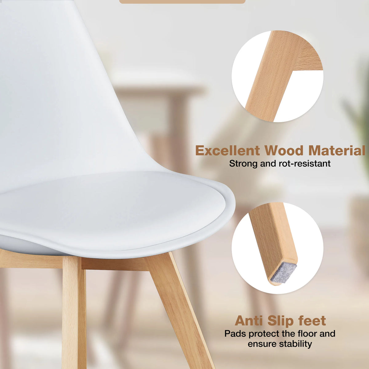 JHK PU Leather Dining Chairs Featuring Solid Wooden Legs