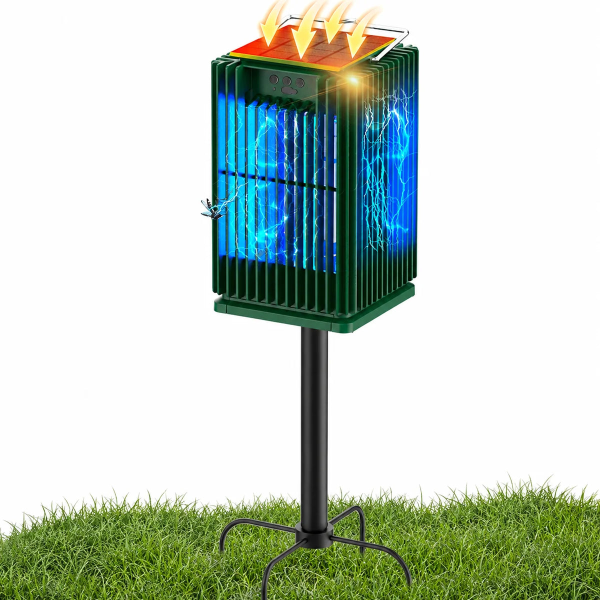 Solar Outdoor Mosquito Bug Zapper With LED Light And Ground Bracket