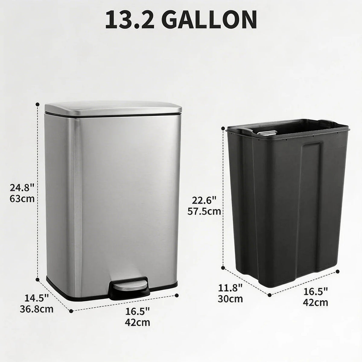 HiMISS Fingerprint Proof Pedal Trash Bin Stainless Steel