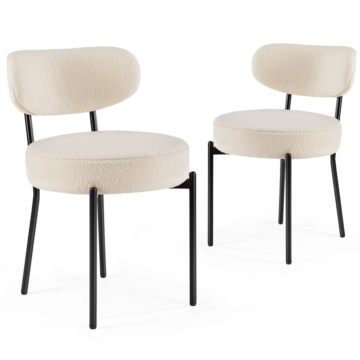 JHK Ergonomic Fabric Dining Chairs With Sturdy Metal Legs