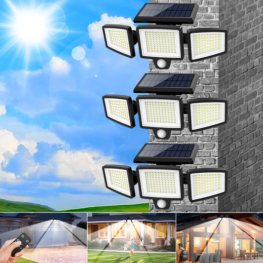 SZRSTH Outdoor Solar Motion Sensor Lights 2800LM 1400mAh Pack 3