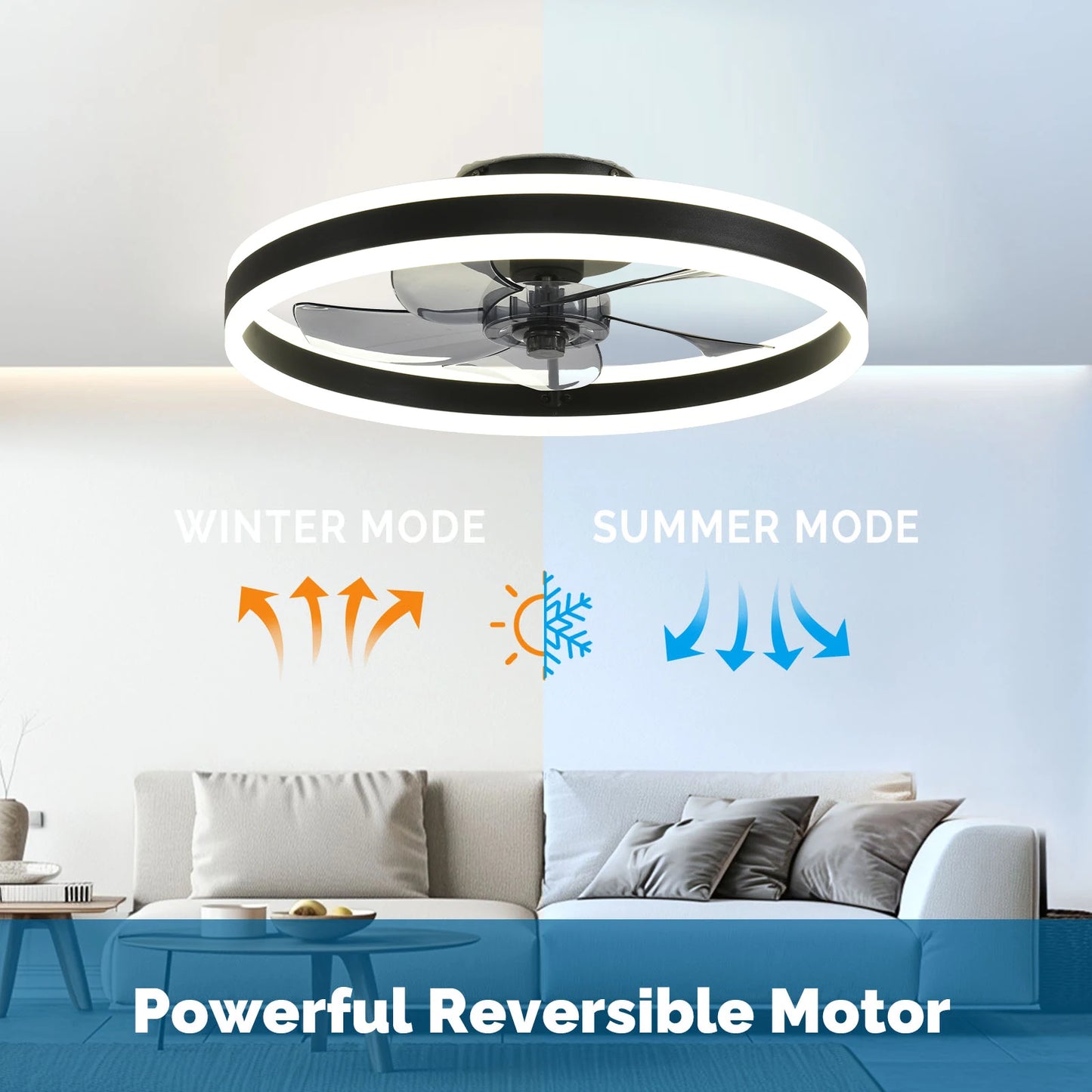 Orison Modern Flush Mount LED Dimmable Ceiling Fan With Remote