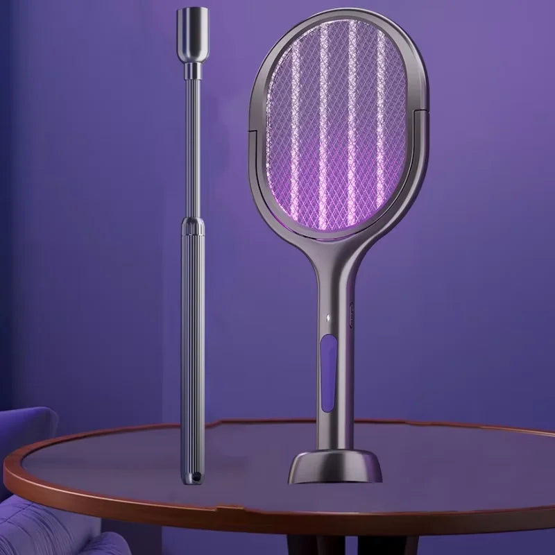 Portable Electric Mosquito Swatter With Integrated Lure Lamp
