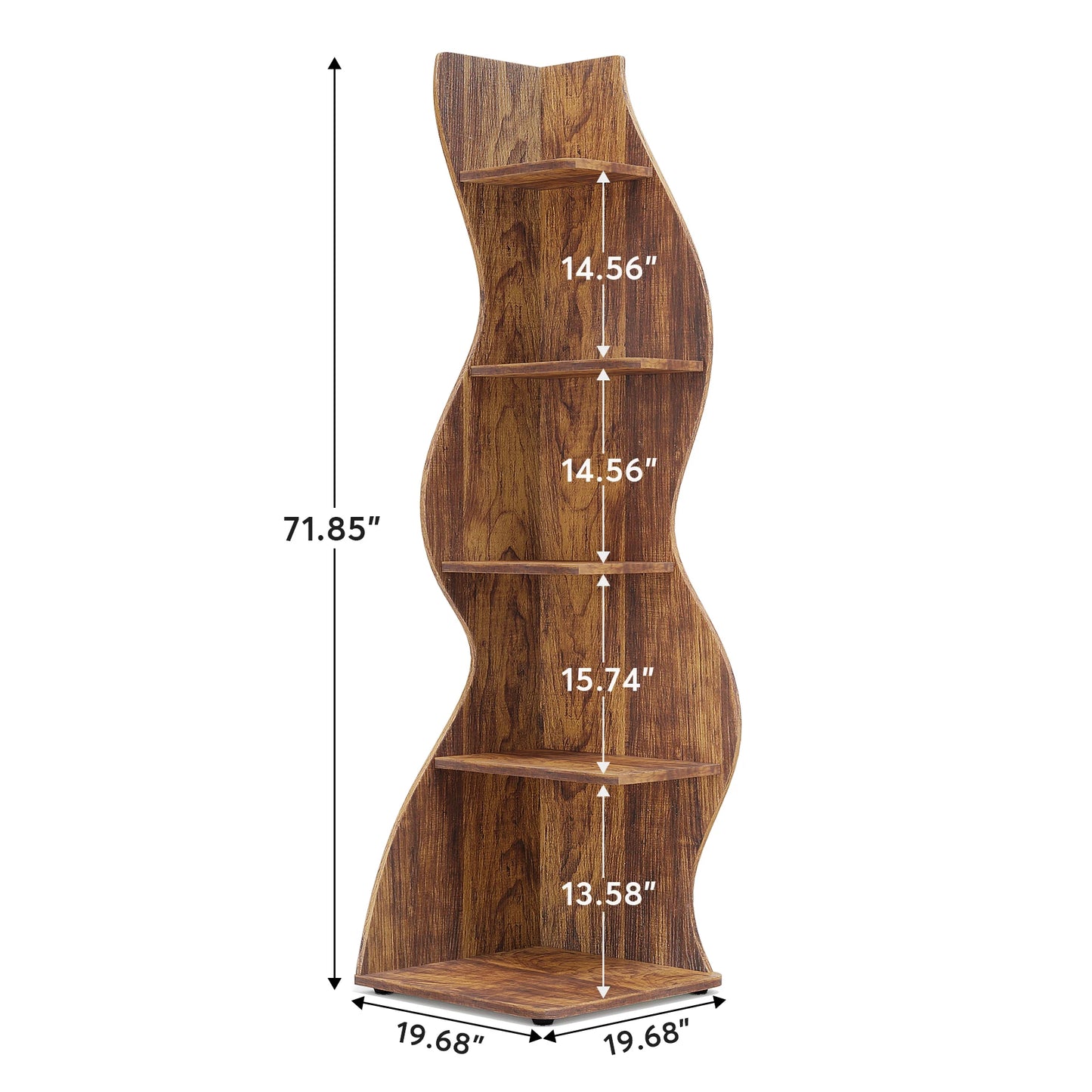 Tribesigns Rustic Five Tier Corner Shelf Wall Bookcase